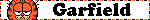 'Garfield' blinkie with Garfield's face and flashing black and orange text on white background
