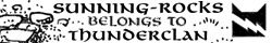 'sunning-rocks belongs to thunderclan' over the thunderclan symbol and map art from the original warriors books