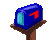 blue mailbox with envelopes flying in