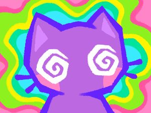 a cat with spirals for eyes