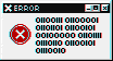 stamp of a PC error window that glitches and then says 'game over' in red text on black background