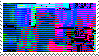 blue and pink glitchy scan lines stamp