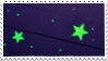 green glow-in-the-dark stars on purple background stamp
