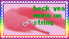'heck yea worm on string' stamp with picture of worm on string flashing rapidly in bright colors
