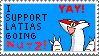 'I support Latias going nutz' stamp with pixel art of the pokemon latias saying 'yay' on blue background