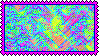 glitchy pixelated neon color swirls stamp with hot pink border