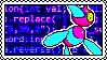 porygon Z pokemon stamp with purple and pink computer code background