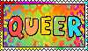 colorful leopard print 'queer' stamp