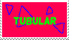 flashing triangles 'tubular' stamp on hot pink background