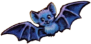 cute flying black and blue bat