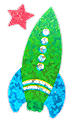green rocket with star