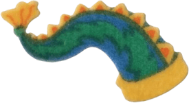 green dragon tail shaped fuzzy hat