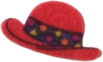 fuzzy red bowler hat