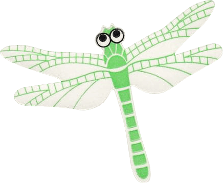 cartoon dragonfly in green and white